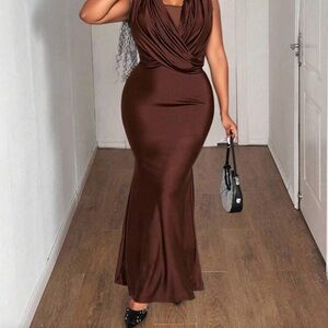 SHEIN Chocolate Brown Maxi Dress